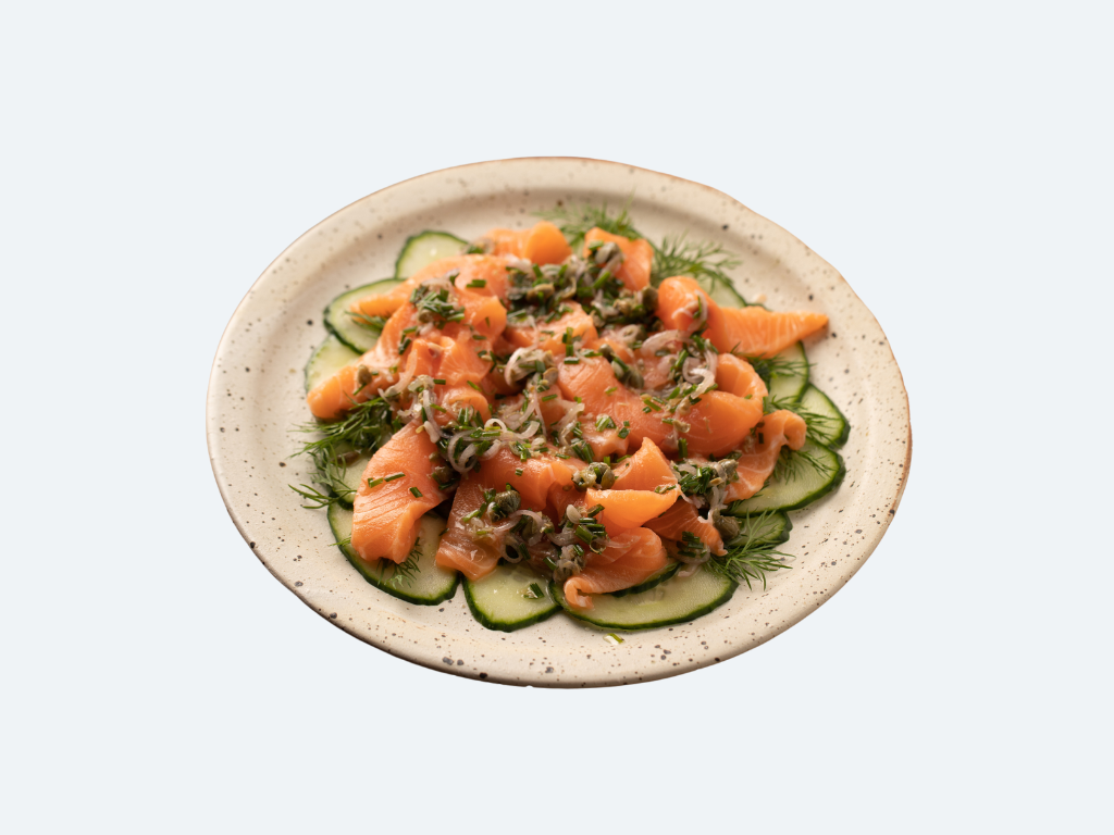 Loch Duart Salmon Crudo with Caper and Shallots dressing